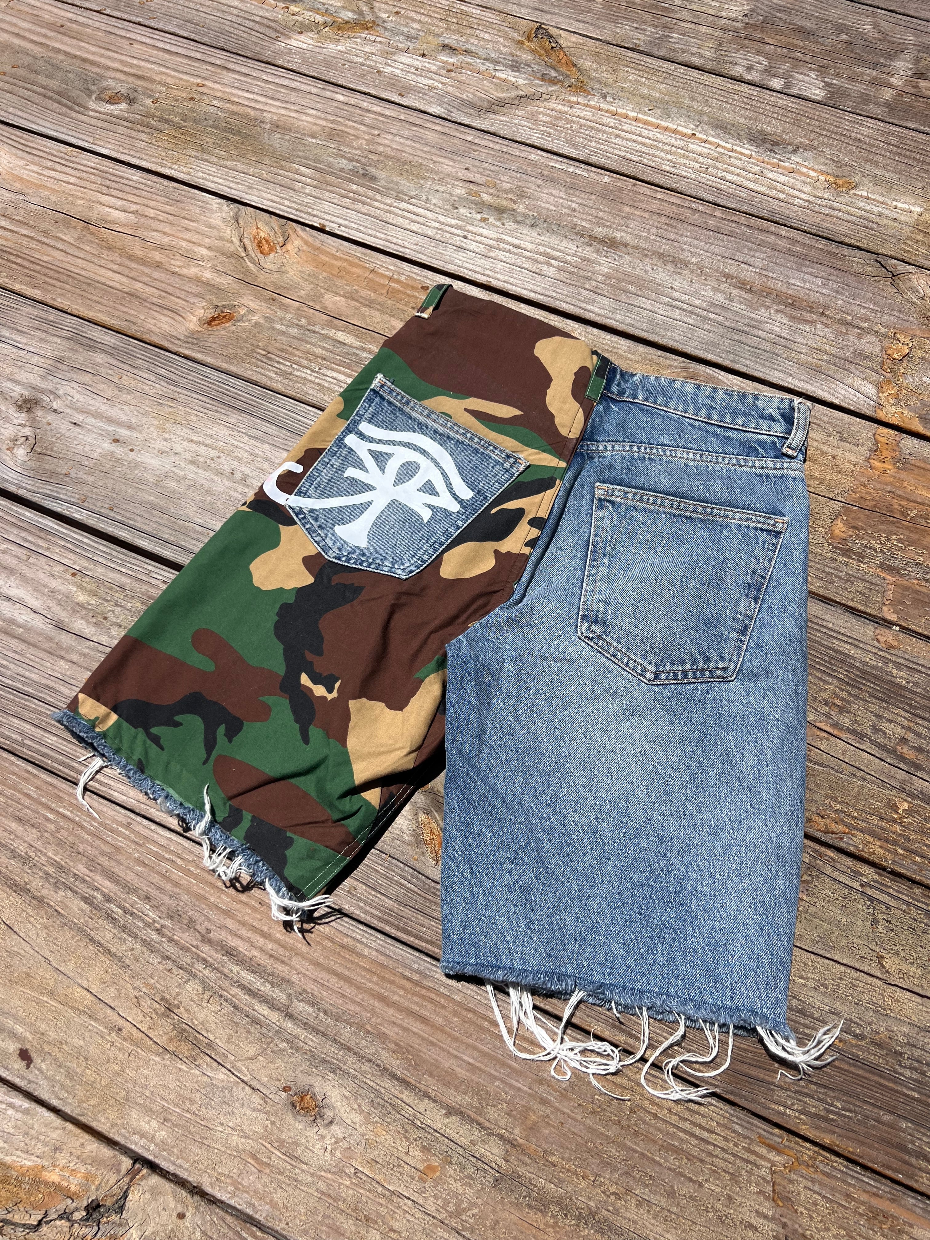1 of ⇂ HALF CAMO JORTS